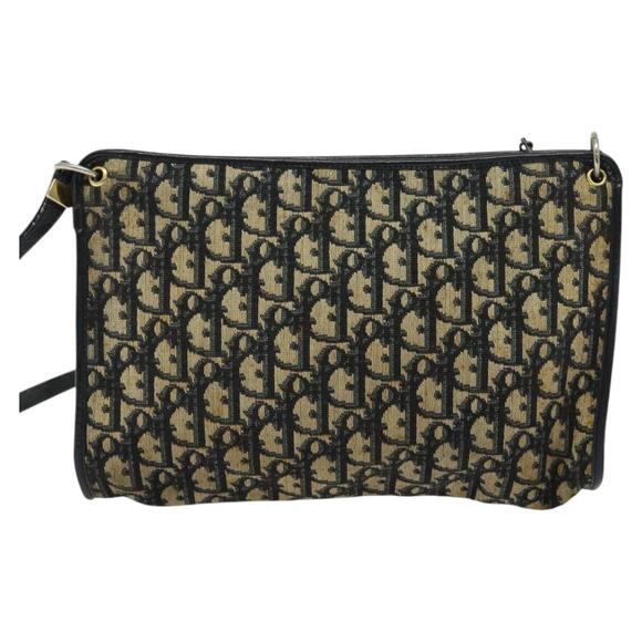 DIOR Trotter Canvas Shoulder Bag Navy Gold - Picture 3 of 11